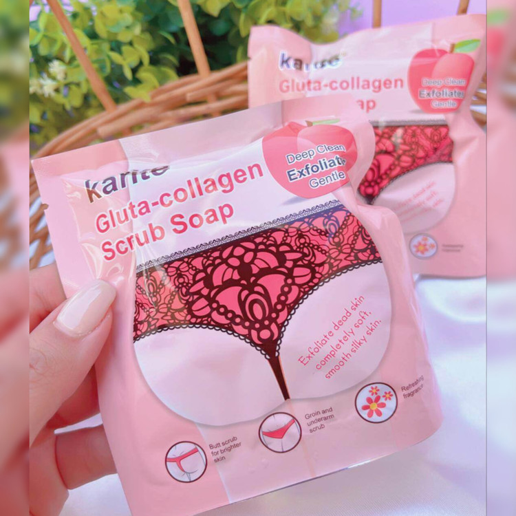 صابون بیکینی، نواحی حساس و روشن کننده اندام خصوصی،اِسکراب کلاژن قلبی کاریته Karite، اَصل (ارسال فوری).
